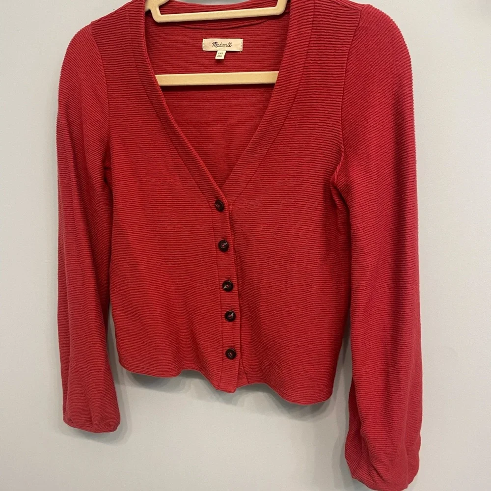 Madewell Texture & Thread Bubble-Sleeve Cardigan Top XXS - Picture 6 of 8